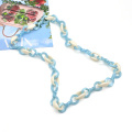 2021 elegant white and cyan  acrylic color link chain  twist necklace